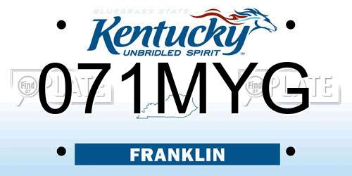 071MYG Kentucky License Plate