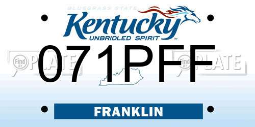 071PFF Kentucky License Plate