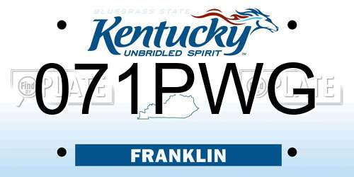 071PWG Kentucky License Plate