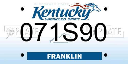 071S90 Kentucky License Plate