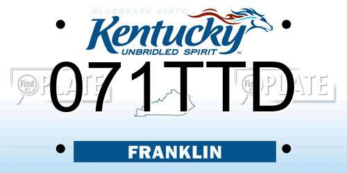 071TTD Kentucky License Plate