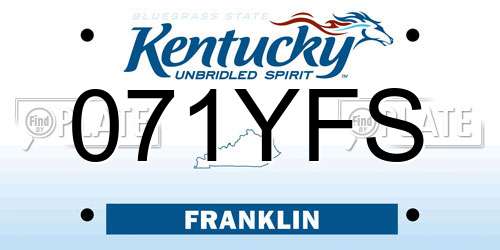 071YFS Kentucky License Plate