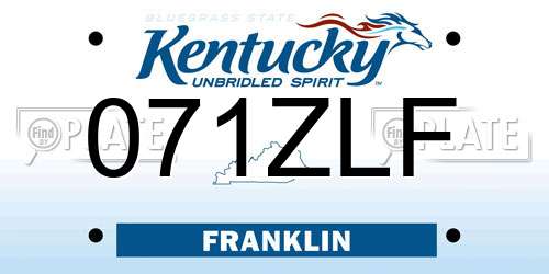 071ZLF Kentucky License Plate