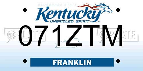 071ZTM Kentucky License Plate