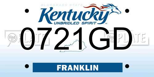 0721GD Kentucky License Plate