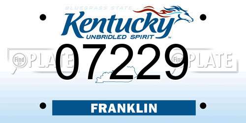 07229 Kentucky License Plate