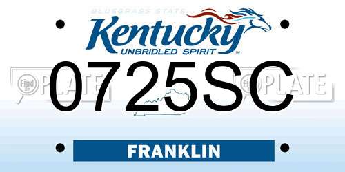 0725SC Kentucky License Plate