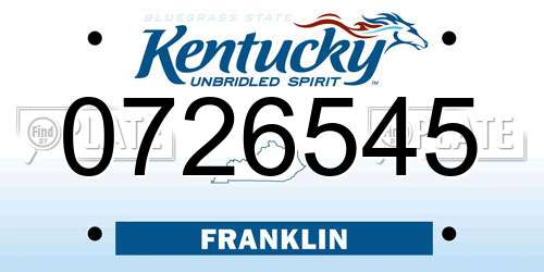 0726545 Kentucky License Plate