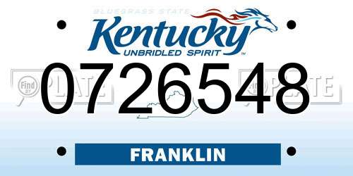 0726548 Kentucky License Plate