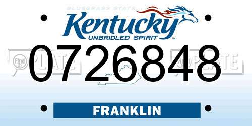 0726848 Kentucky License Plate