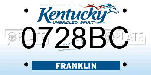 0728BC Kentucky License Plate
