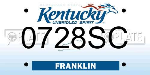 0728SC Kentucky License Plate