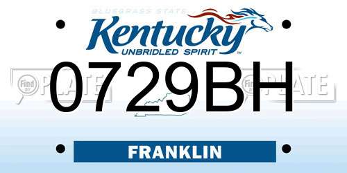 0729BH Kentucky License Plate