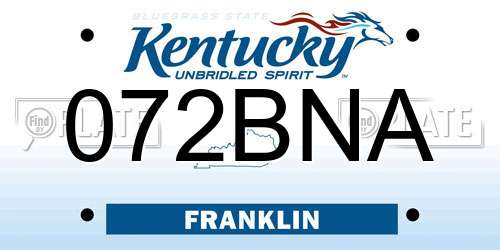 072BNA Kentucky License Plate