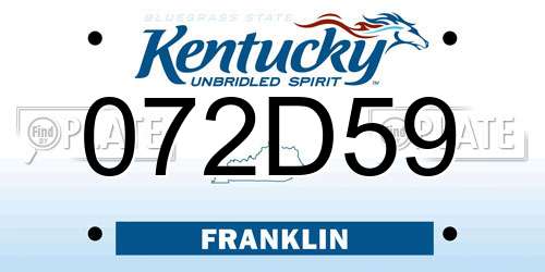 072D59 Kentucky License Plate