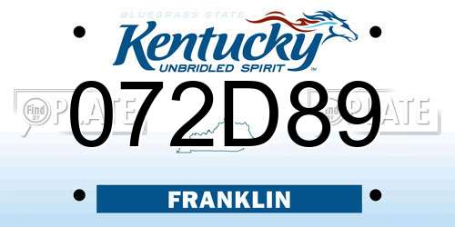 072D89 Kentucky License Plate