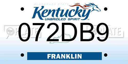072DB9 Kentucky License Plate