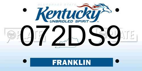 072DS9 Kentucky License Plate