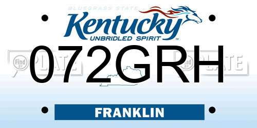 072GRH Kentucky License Plate