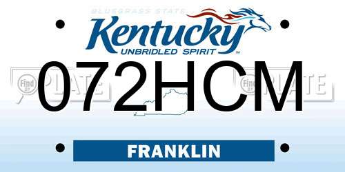 072HCM Kentucky License Plate