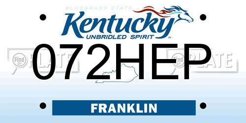 072HEP Kentucky License Plate