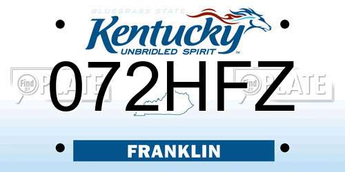 072HFZ Kentucky License Plate