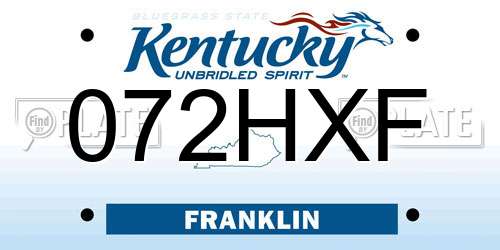 072HXF Kentucky License Plate