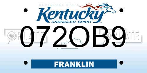 072OB9 Kentucky License Plate