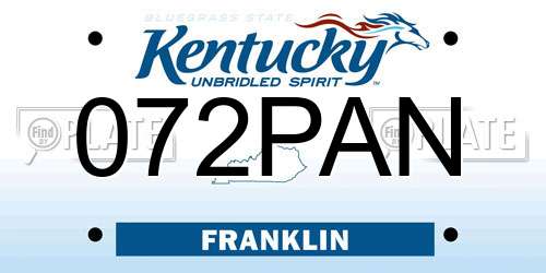 072PAN Kentucky License Plate