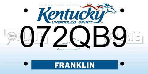 072QB9 Kentucky License Plate