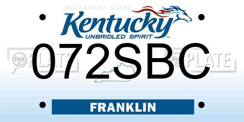 072SBC Kentucky License Plate