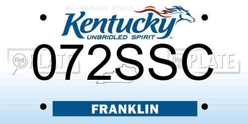 072SSC Kentucky License Plate