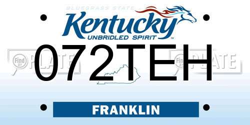 072TEH Kentucky License Plate
