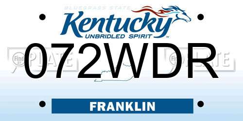 072WDR Kentucky License Plate