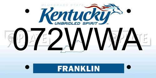072WWA Kentucky License Plate