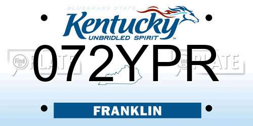 072YPR Kentucky License Plate