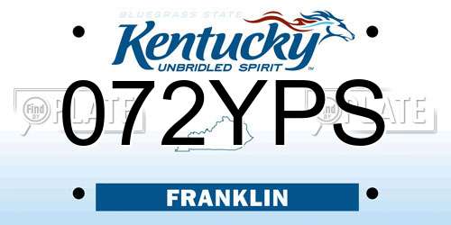 072YPS Kentucky License Plate