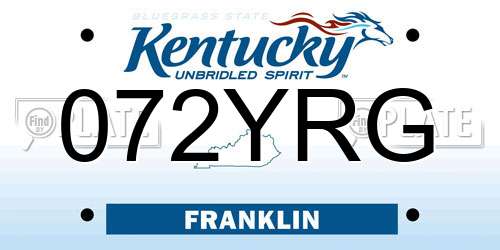 072YRG Kentucky License Plate