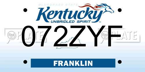 072ZYF Kentucky License Plate