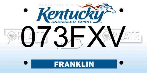 073FXV Kentucky License Plate