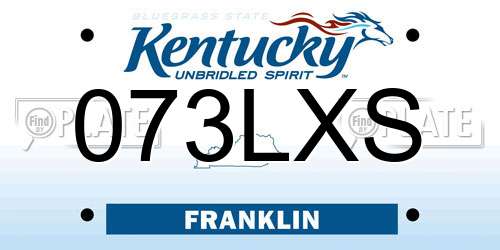073LXS Kentucky License Plate