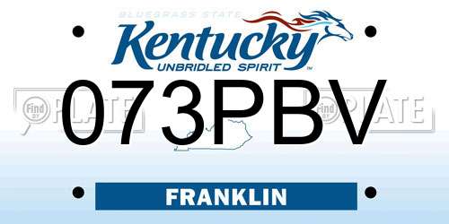 073PBV Kentucky License Plate