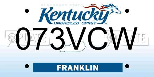 073VCW Kentucky License Plate