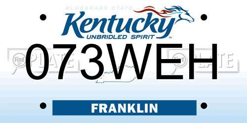 073WEH Kentucky License Plate