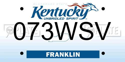 073WSV Kentucky License Plate