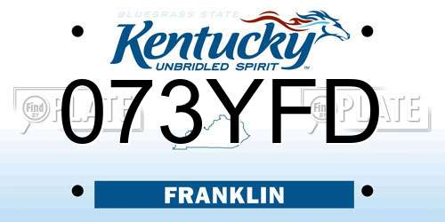 073YFD Kentucky License Plate