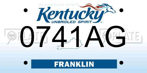 0741AG Kentucky License Plate