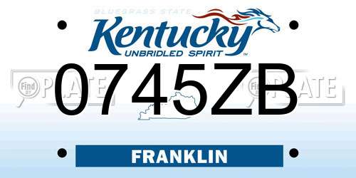 0745ZB Kentucky License Plate