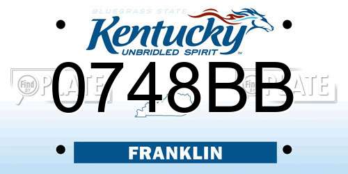 0748BB Kentucky License Plate