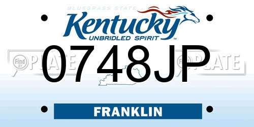 0748JP Kentucky License Plate